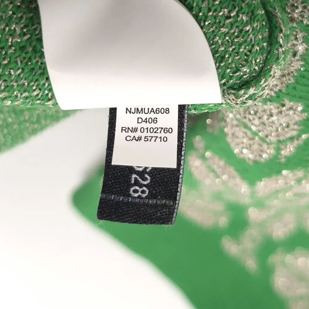 KATE SPADE Green Clover Metallic Sweater‎ Top Blouse V Neck MEDIUM NJMU A608